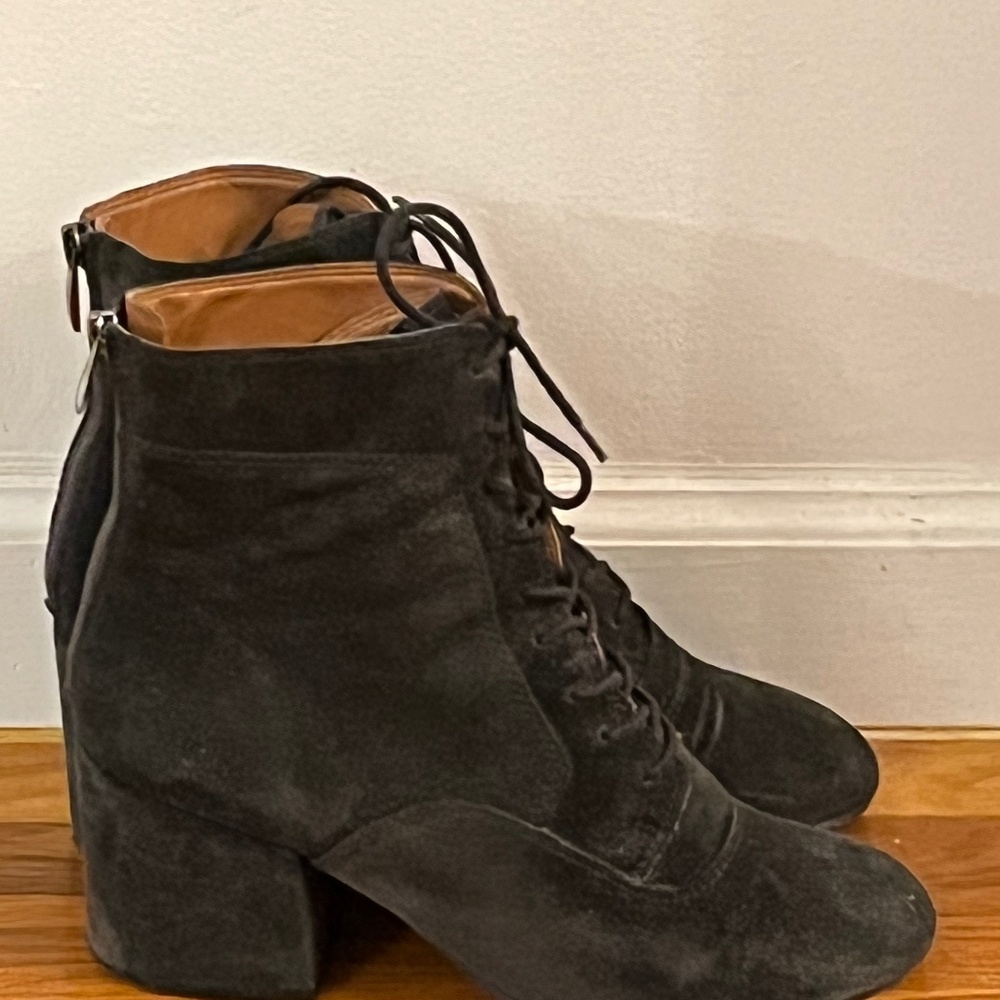 Franco Sarto gray lace up booties 9.5